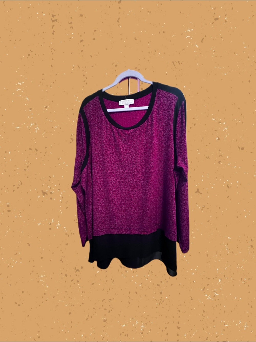 Michael Kors Women’s Long-Sleeve Layered Hem Top in Berry 3X